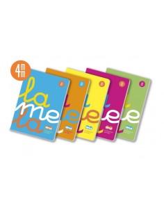 Lamela Pack de 5 Libretas Grapadas con 50 Hojas de 90g m2 con Margen - Formato A4 - Pauta Cuadrovia de 4mm - Cubierta de