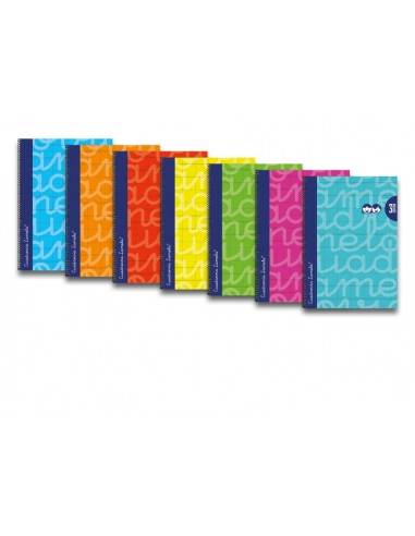 Lamela Pack de 6 Cuadernos de Espiral con 80 Hojas de 90g m2 con Margen - Formato Folio - Pauta Cuadrovia de 3mm - Cubierta