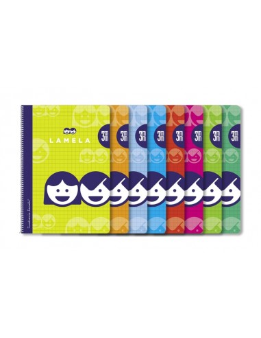 Lamela Pack de 10 Cuadernos de Espiral con 40 Hojas de 70g m2 con Margen - Formato Cuarto - Pauta Cuadrovia de 3mm - Cubierta