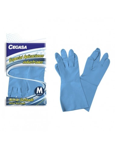 Cegasa Guantes de Nitrilo Talla M 7-7 1 2 - Especial Aplicaciones Industriales - Color Azul