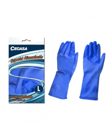 Cegasa Guantes de Latex Talla L 8-8 1 2 - Aptos para Manipulacion de Alimentos - Color Azul