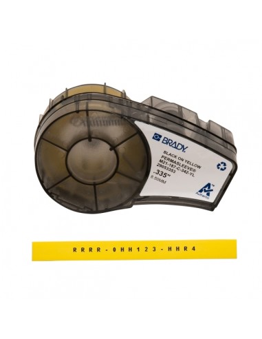 Brady M21-187-C-342-YL Cinta de Etiquetas Original Termocontractiles PermaSleeve - Texto Negro sobre Fondo Amarillo - Ancho