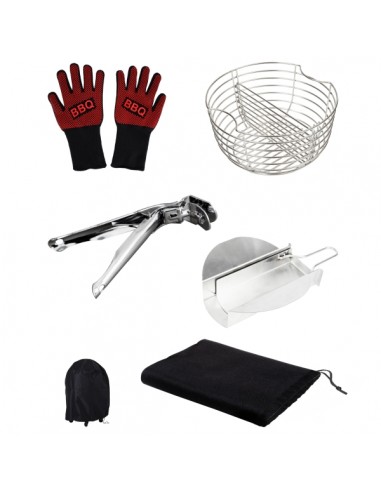 Cecotec DragonPack 6000 L Set de Accesorios para Barbacoa - Pinzas - Cubierta Protecctora - Recolector de Ceniza - Canasta