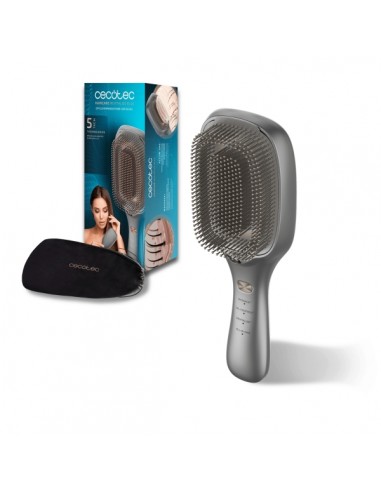 Cecotec HairCare Revitalize Aluminum Cepillo Reparador - Microcorrientes EMS - Luz LED - Iones Negativos - Laser de Baja