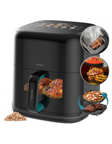 Cecotec Cecofry and Grill Smokin'Prime 6500 Freidora de Aire con Doble Resistencia - 2200W - Capacidad 6.5L - Temperatura
