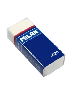 Milan 4020 Goma de Borrar Rectangular - Miga de Pan - Suave Caucho Sintetico - Faja de Carton Azul - Envuelta Individualmente