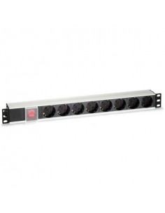 Cromad Regleta 8 Shuckos para Montaje en Rack 19" 1U - Interruptor On Off - Carcasa de Aluminio - Cable de 1.80m