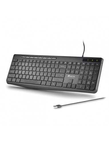 NGS Spectra Teclado USB Ultra Slim - USB-A - Silencioso - Indicadores LED - Color Negro