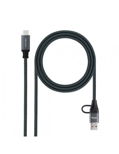 Nanocable Cable USB 3.2 Gen2x2 5A 100W - USB-C-USB-A M a USB-C M - 1m - Color Gris
