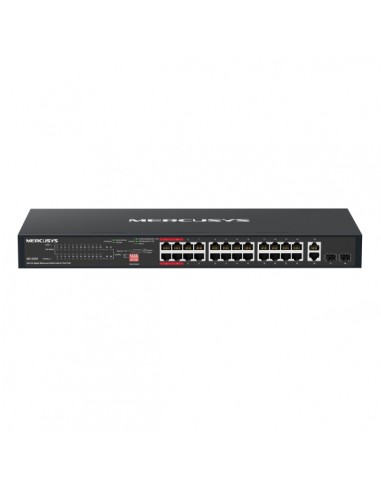Mercusys MS128GP Switch 28 Puertos Gigabit RJ45 10 100 1000Mbps - 24 Puertos PoE-- Plug & Play - Montaje en Esctritorio o