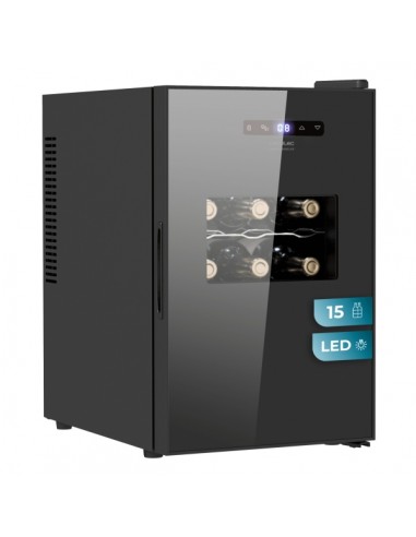Cecotec Bolero GrandSommelier 1550 CoolCrystal Vinoteca para 15 Botellas - Silencioso 35dB - Luz LED - Pantalla LED -
