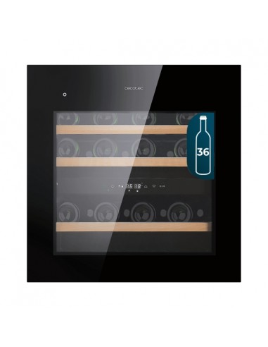Cecotec GrandSommelier Duo 36000 Touch Black Compressor Vinoteca para 36 Botellas - Doble Zona - Luz LED - Temperatura
