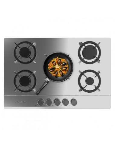 Cecotec Bolero Squad G 5200S Inox Cocina de Gas Encastrable - 5 Quemadores - Acero Inoxidable - 11kW - Parrillas de Hierro