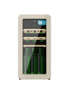 Cecotec Bolero GrandSommelier Origin 18 Hit Beige Vinoteca 18 Botellas - Luz LED - Temperatura Regulable - Estilo Retro -