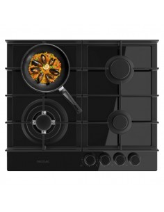 Cecotec Bolero Squad G 4400F Glass Black Cocina de Gas Encastrable - 4 Quemadores - Acabado en Cristal Negro - 8kW -