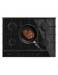 Cecotec Bolero Squad G 5400F Glass Black Cocina de Gas Encastrable - 5 Quemadores - Acabado en Cristal Negro - 10.4kW -
