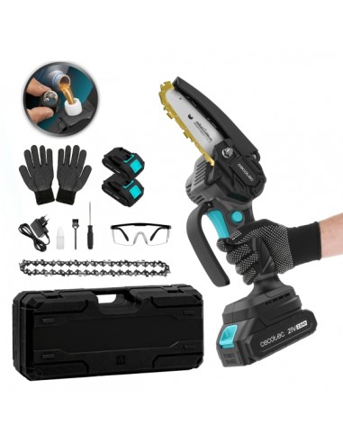 Cecotec MontanaForce 4000 Hand Sierra de Podar Inalambrica - 400W - 2 Baterias 21V 2Ah - Incluye Accesorios - Engrasador de