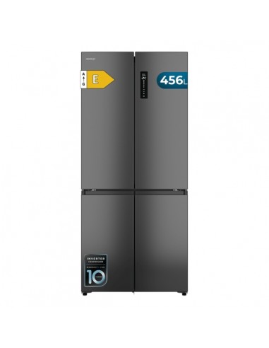 Cecotec Bolero CoolMarket 4D 456 SBI Dark E Frigorifico Americano 4 Puertas - Capacidad 456L - Silencioso 35dB - Luz LED -