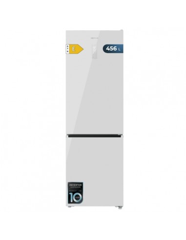 Cecotec Bolero CoolMarket Combi 456 White Glass E Frigorifico Combi - Capacidad 456L - Compresor Inverter - Puerta de Cristal