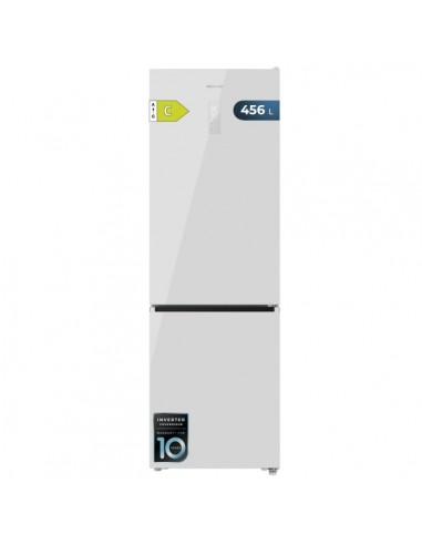 Cecotec Bolero CoolMarket Combi 456 White Glass C Frigorifico Combi - Capacidad 456L - Compresor Inverter - Total Nofrost -
