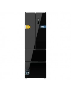 Cecotec Bolero CoolMarket Combi F2D 395 Black Glass E Frigorifico Puerta Francesa de 4 Puertas - Capacidad 395L - Compresor