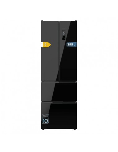 Cecotec Bolero CoolMarket Combi F2D 395 Black Glass E Frigorifico Puerta Francesa de 4 Puertas - Capacidad 395L - Compresor