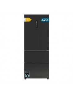 Cecotec Bolero CoolMarket FD 420 Dark E Frigorifico Puerta Francesa - 420L - Luz LED - Pantalla Digital - Compresor Inverter