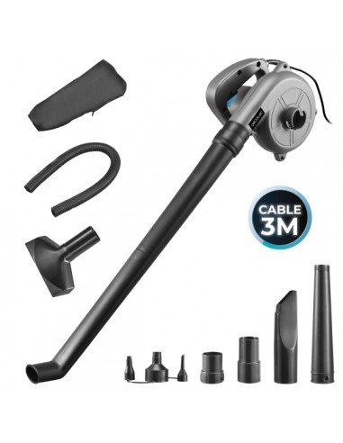 Cecotec AirForce 720 Soplador Aspirador de Hojas - 700W - Cable 3m - Incluye Accesorios - Multifuncion - Velocidad hasta