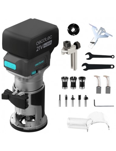 Cecotec MultiShape 2000 Liberty Fresadora de Mano Inalambrica - Bateria 21V 4Ah - Sistema de Extraccion de Polvo - Incluye
