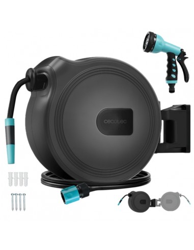 Cecotec HydroShell 30 Manguera de 30m - Recogida Automatica - Giro 180Â-- Accesorios Incluidos - Tambor Extraible -
