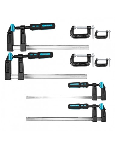 Cecotec StrongComfort 4400 Force Set de Sargentos - 8 Piezas - Incluye Accesorios - Antideslizante - Color Negro y Azul
