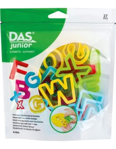 Das Junior Pack con 26 Moldes en Forma de Letra para Plastilina y 1 Rodillo