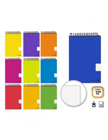 Golden Cuaderno Espiral Apaisado 80 Hojas 60grs Cuadricula 4x4 - TamaÃ±o 12Â-- Colores Surtidos