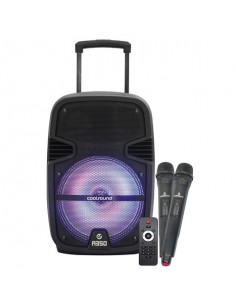 Coolsound A350 Altavoz Amplificado Bluetooth 350W 12" 50W RMS - USB-Entrada Mic. Jack 6.3mm - Iluminacion LED - 2 Microfono
