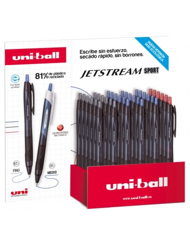 Uni-ball SXN-157E JetStream Sport Expositor de 36 Boligrafos Retractiles - Punta de Bola 0.7mm - Tinta Pigmentada Resistente