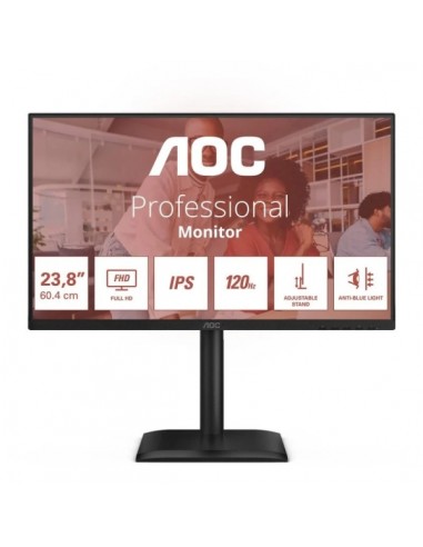 AOC Monitor 23.8" LED IPS FullHD 120Hz - Respuesta 4ms - Ajustable en Altura-Giratorio e Inclinable-- Altavoces 4W - USB
