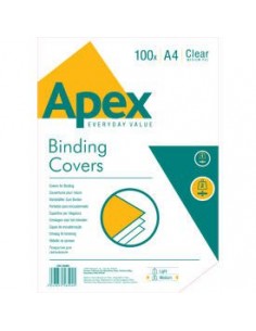 Fellowes Apex Pack de 100 Portadas para Encuadernar de PVC A4 - 180 Micras - Muy Resistentes - Transparentes
