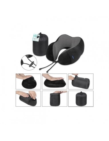 Lagart Almohada Cervical de Viaje con Relleno de Espuma - Funda de Poliester Lavable con Bolsillo - Bolsa de Transporte -