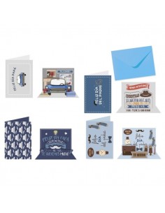 Bismark Pack de 24 Tarjetas de Felicitacion Dia del Padre - Tarjeta Plegada con Sobre Incluido - Medidas Plegada 18x13cm