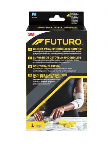 Futuro Comfort Codera para Epicondilitis - Talla M (25.4 - 27.9cm) - Transpirable - Elastico - Anatomico - Color Gris