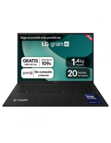 LG Gram 17ZD90T-G.AX88B Portatil 17" Intel Core Ultra 7 255H - 32GB - 1TB SSD - Color Negro - Teclado QWERTY (ES)