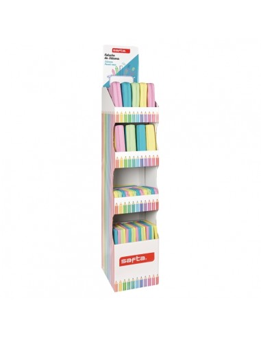 Safta Expositor con Portatodos - Carton Resistente - Cuatro Alturas - Modelos Variados de Portatodos - Presentacion Ordenada