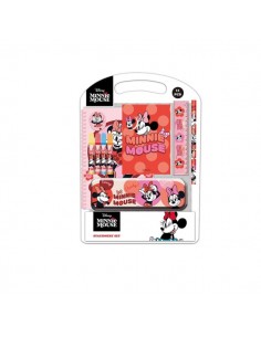 Safta Minnie Mouse Naive Pack Escolar con Plumier Metalico - Lapiz - 4 Rotuladores - Regla 15cm - Sacapuntas - Goma - Libreta