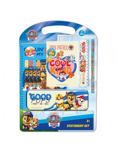 Safta Paw Patrol Cool Pack Escolar con Plumier Metalico - Lapiz - 4 Rotuladores - Regla 15cm - Sacapuntas - Goma - Libreta A4