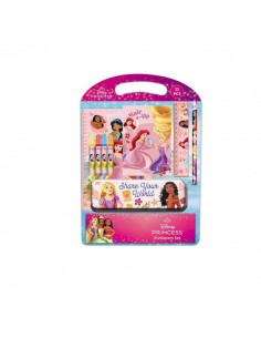 Safta Princesas Disney Bloom Pack Escolar con Plumier Metalico - Lapiz - 4 Rotuladores - Regla 15cm - Sacapuntas - Goma -