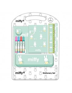 Safta Miffy Buddy Pack Escolar con Plumier Metalico - Lapiz - 4 Rotuladores - Regla 15cm - Sacapuntas - Goma - Libreta A4 -