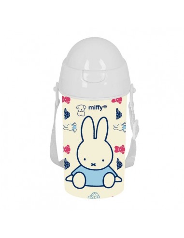 Safta Miffy Buddy Botella de 500ml - PVC sin BPA - Pajita Interior - 73x73x195mm - Color Beige