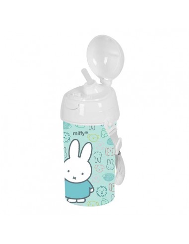 Safta Miffy Friends Botella de 500ml - PVC sin BPA - Pajita Interior - 73x73x195mm - Color Azul Claro