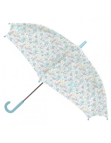 Safta Moos Fiori Paraguas Manual de 86cm - 8 Paneles - Asa y Punta de PVC - Poliester - Nervios de Acero de 8mm - Color Blanco