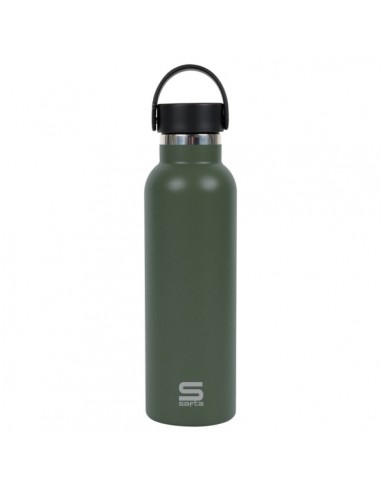 Safta Botella Termo de 600ml - Acero Inoxidable - Base de Silicona Antideslizante - Asa Superior - Color Verde